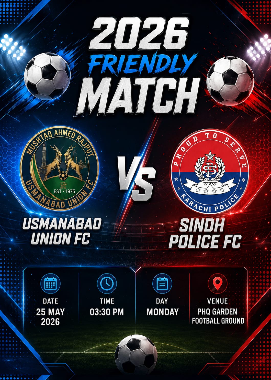 Friendly Football Match Sindh Police Football Team V/s Usmanabad Union Football Club