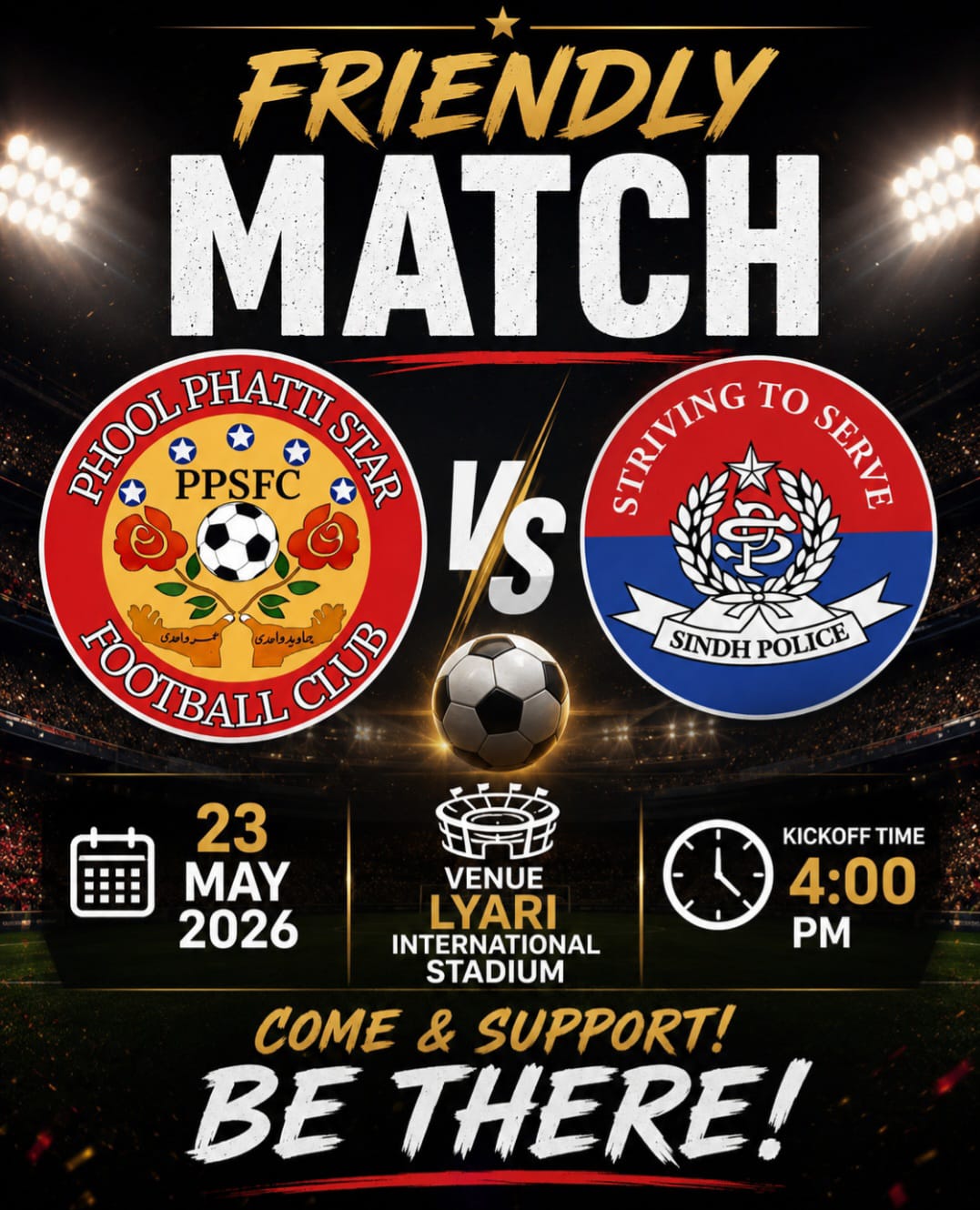 Friendly Football Match Sindh Police Football Team V/s Phoolphatti Star Football Club