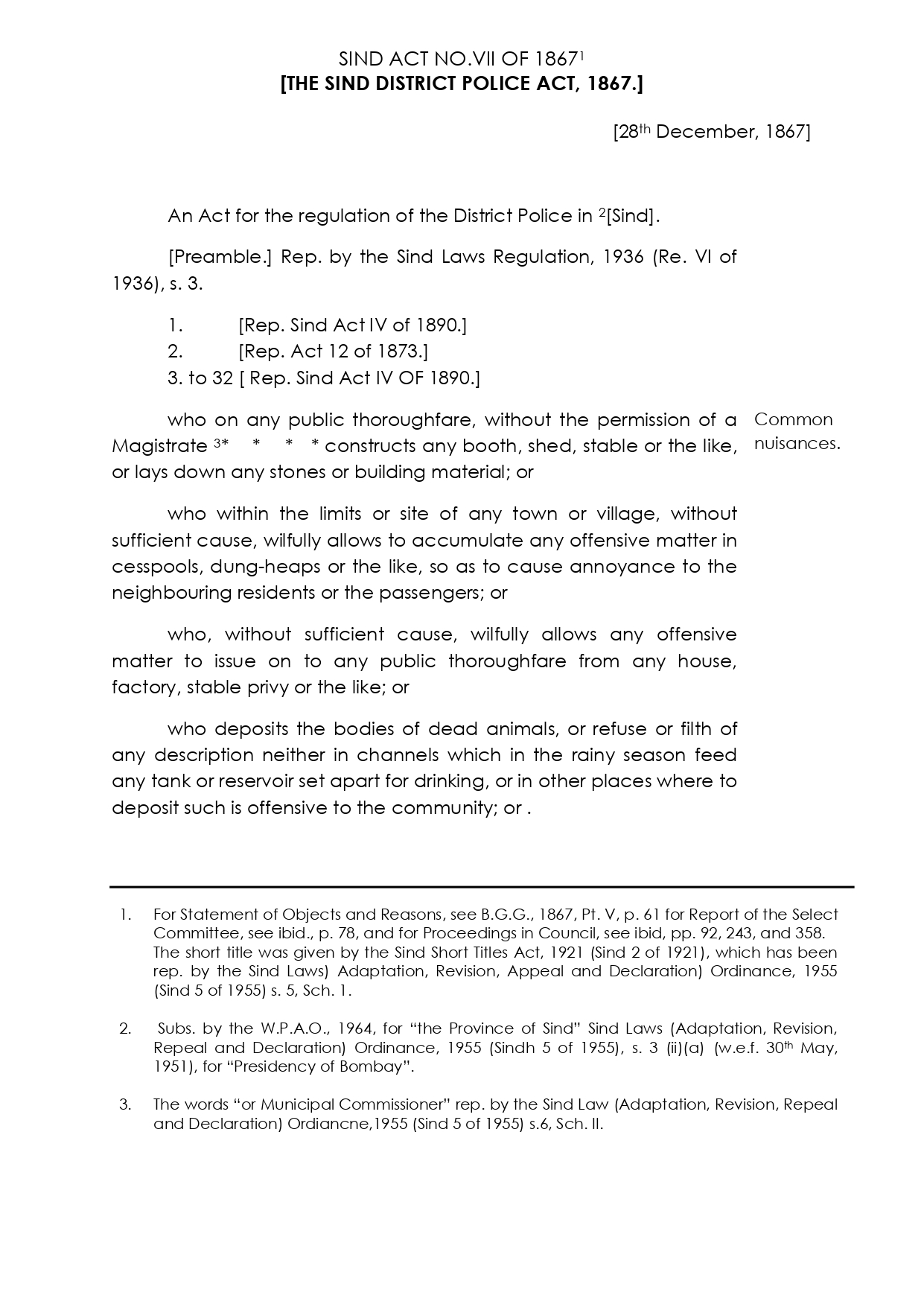 The Sind District Police Act, 1867