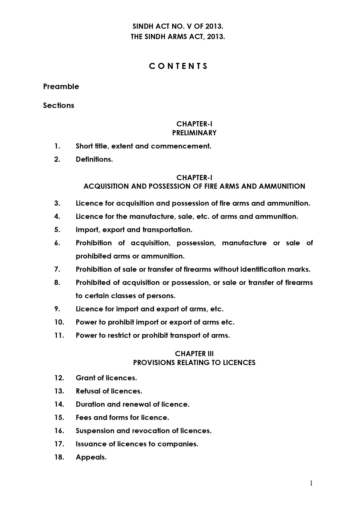 The Sindh Arms Act, 2013.