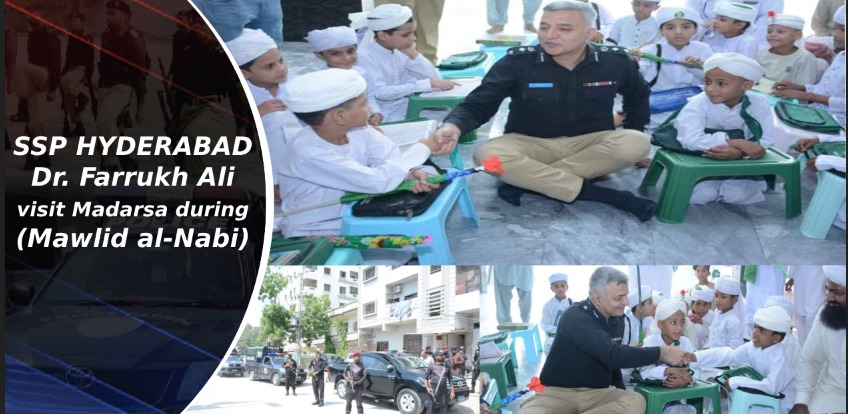 SSP Dr. Farrukh Ali visited the madarsa during the Milad-un-Nabi celebrations